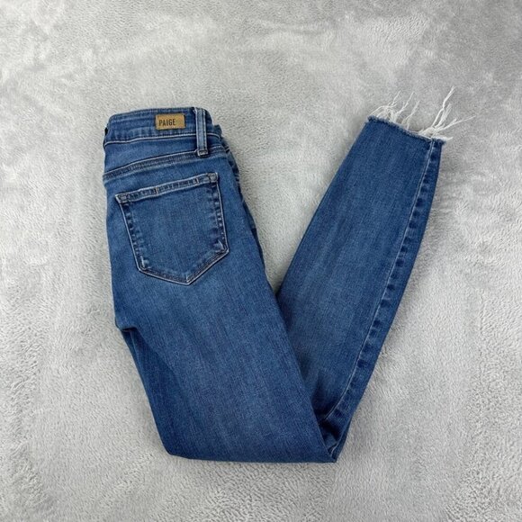 Paige Verdugo Ankle Blue Denim Distressed Jeans 24x27 - Picture 5 of 13